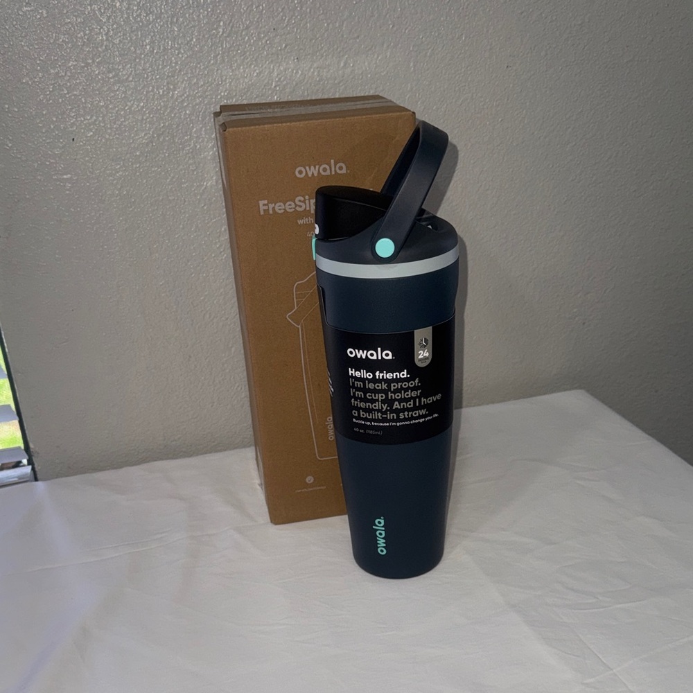 Owala Navy Blue Insulated FreeSip Water Bottle with Handle 40oz